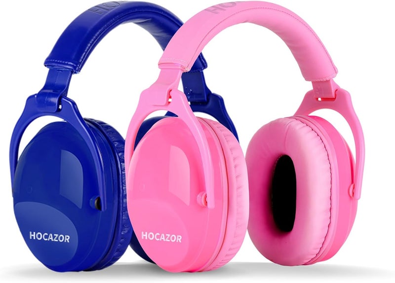 Hocazor 2 Pack HZ015 Kids Ear Protection Safety Earmuffs Durable Noise Cancelling Headphones, full pink+navy blue - Image 1